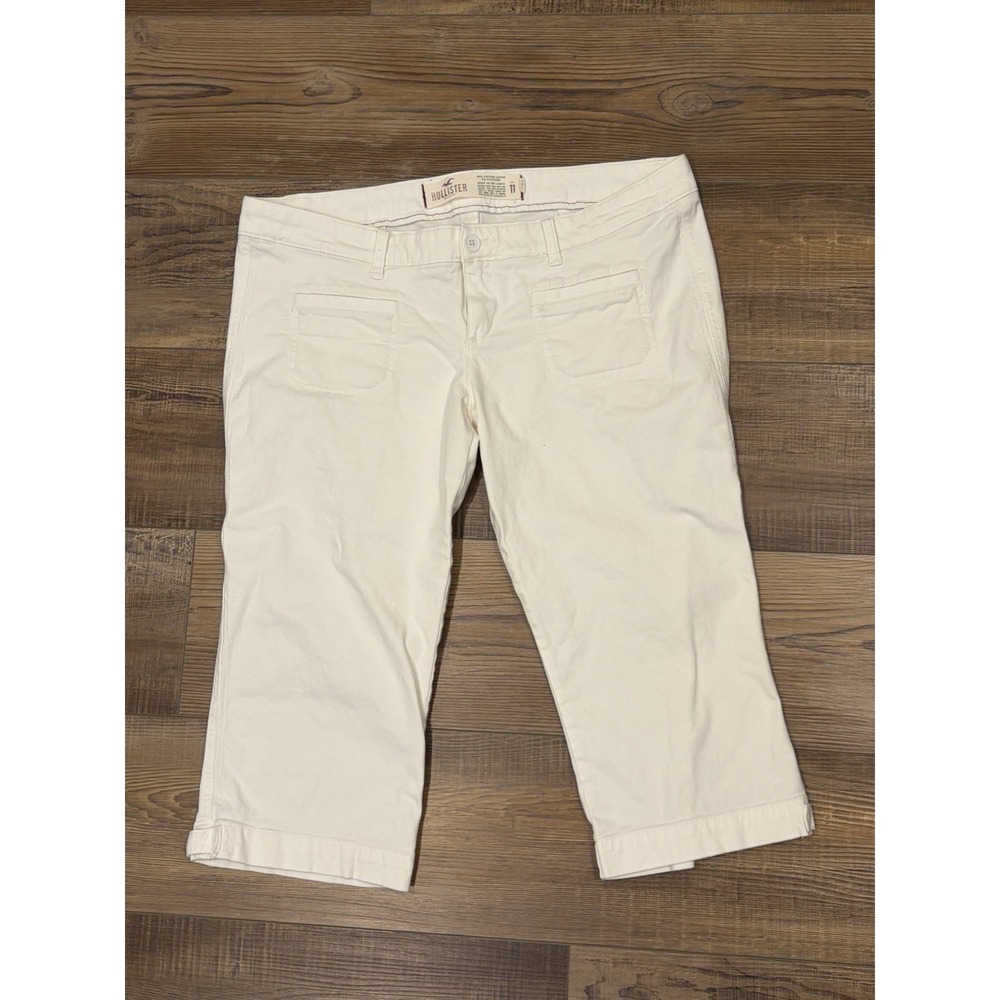 Hollister Y2K Preppy White Sz 11 Knee Capris 17" Inseam Low Rise Stretch